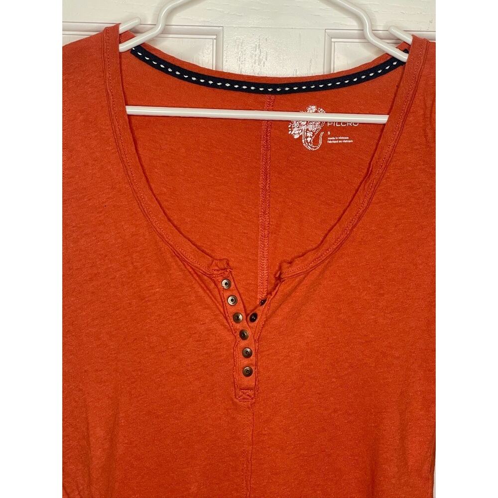 Anthropologie Pilcro Linen Blend Knit Henley Top Sz S Long Sleeve Ruching Boho - Picture 2 of 13